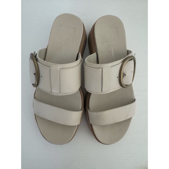 Dolce Vita Womens Dex Sandals Ivory Leather Platform Buckle Shoes Size 7 - Picture 2 of 8